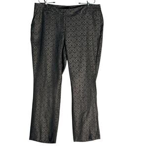 Tahari ASL Luxe Black Jacquard Trousers‎ Sz 16 Slacks Straight Leg Career Office